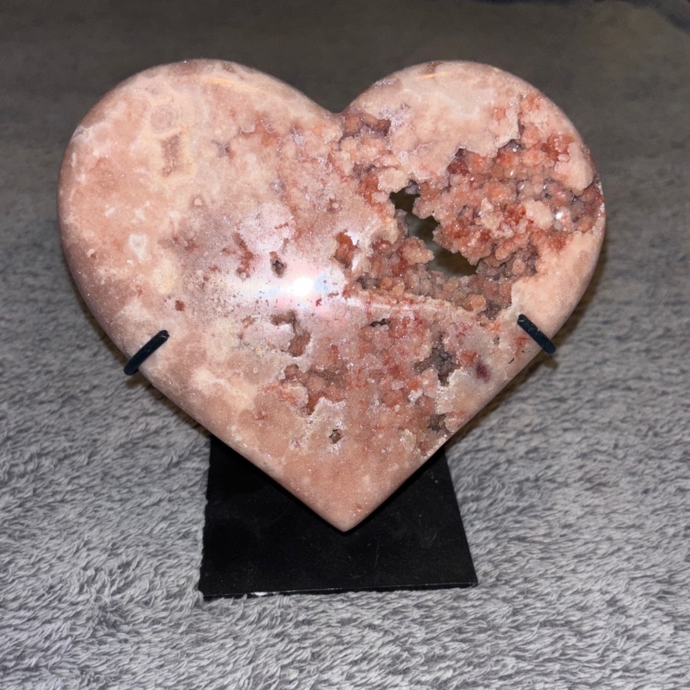 Druzy Pink Amethyst Heart Crystal